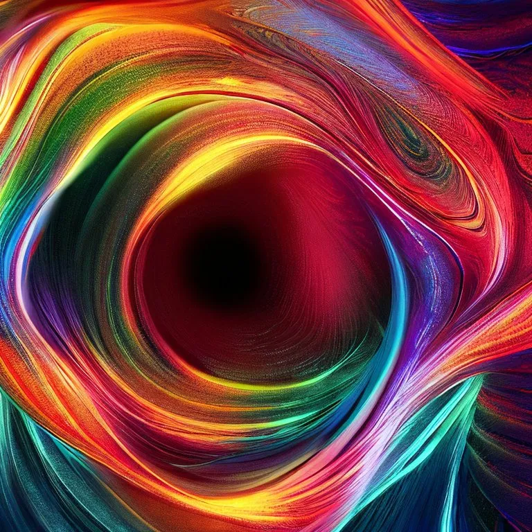 a multicolored background with a black hole in the center