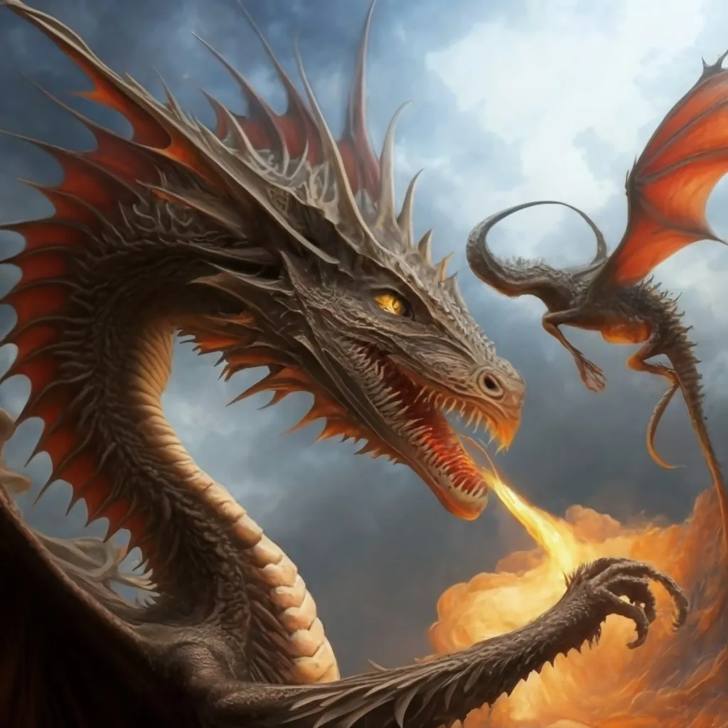 a dragon attacking a fire breathing dragon