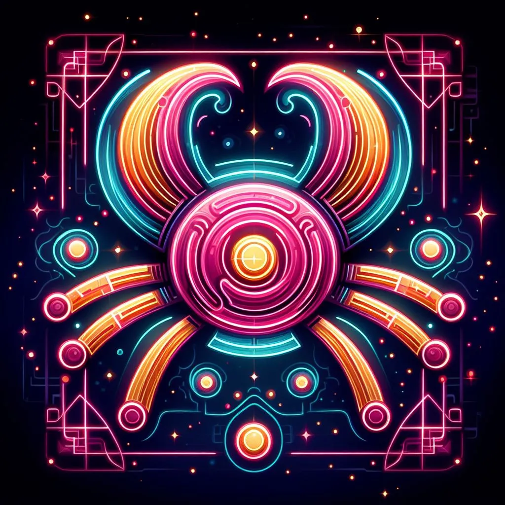 a neon poster with an abstract design