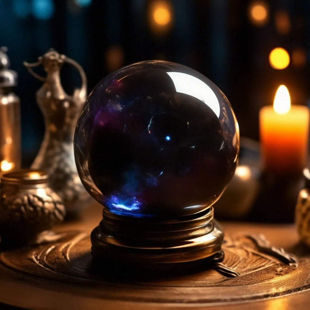 a crystal ball sitting on top of a table