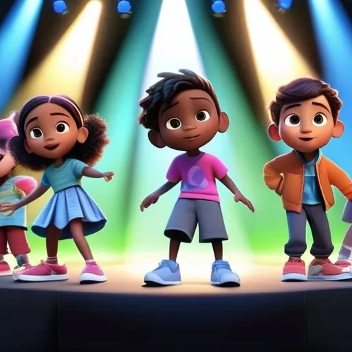 a group of children standing on top of a stage