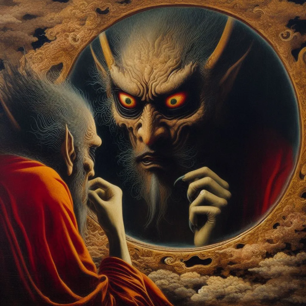  demon looking in a mirror