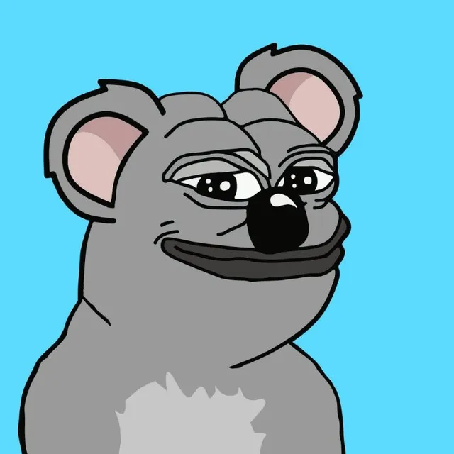 a drawing of a mouse with big eyes, smiling and laughing moving head right and left