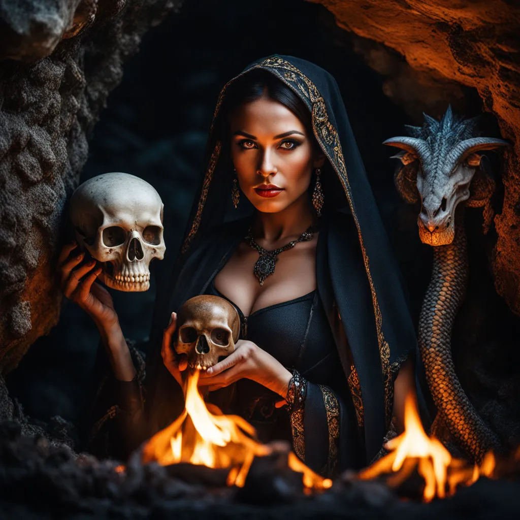 a woman holding a skull and a skull in her hands