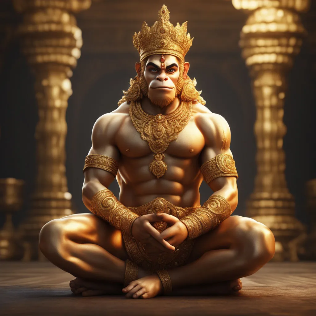 a statue of a monkey sitting in a meditation position 4 k resultion 