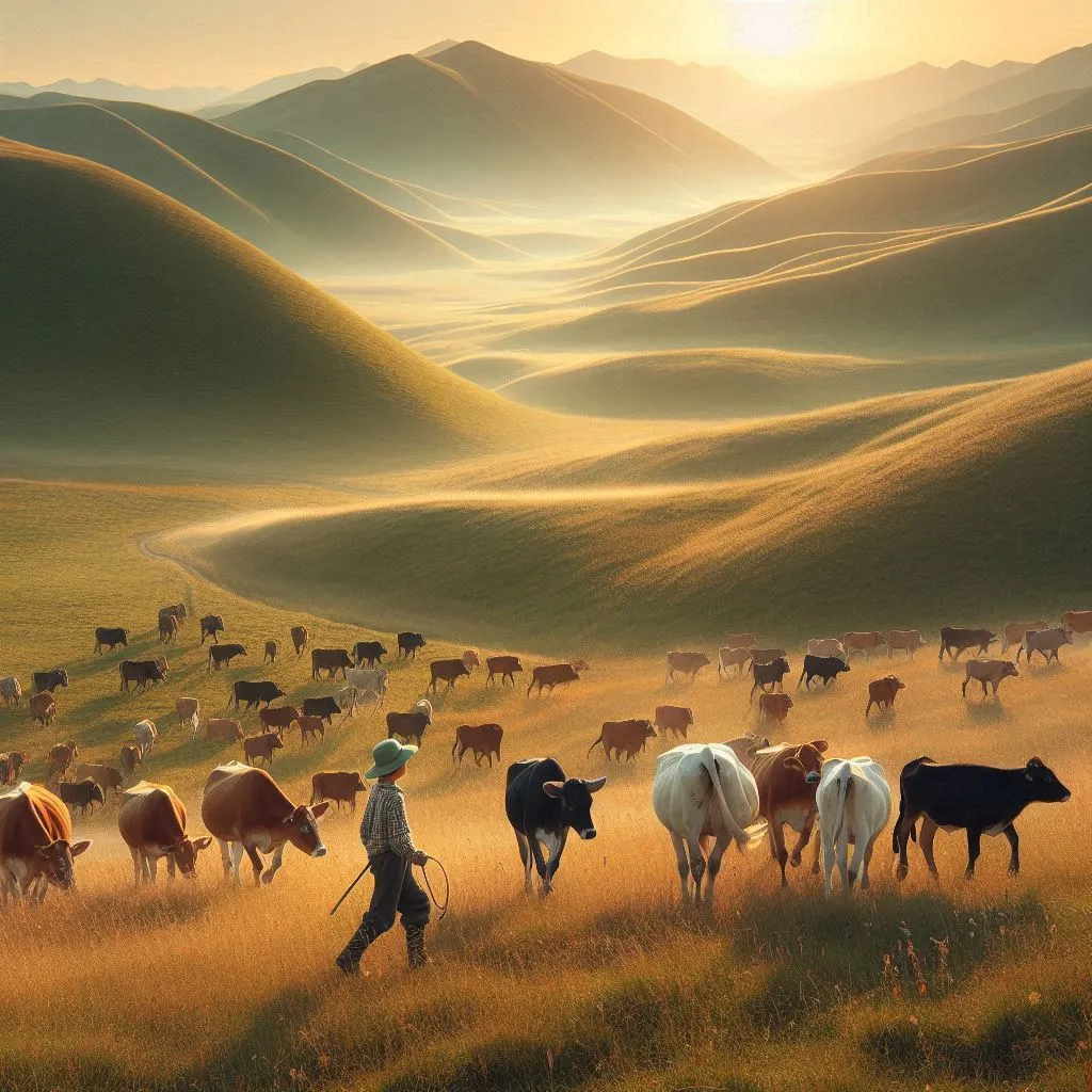 a herd of cattle walking across a grass covered field