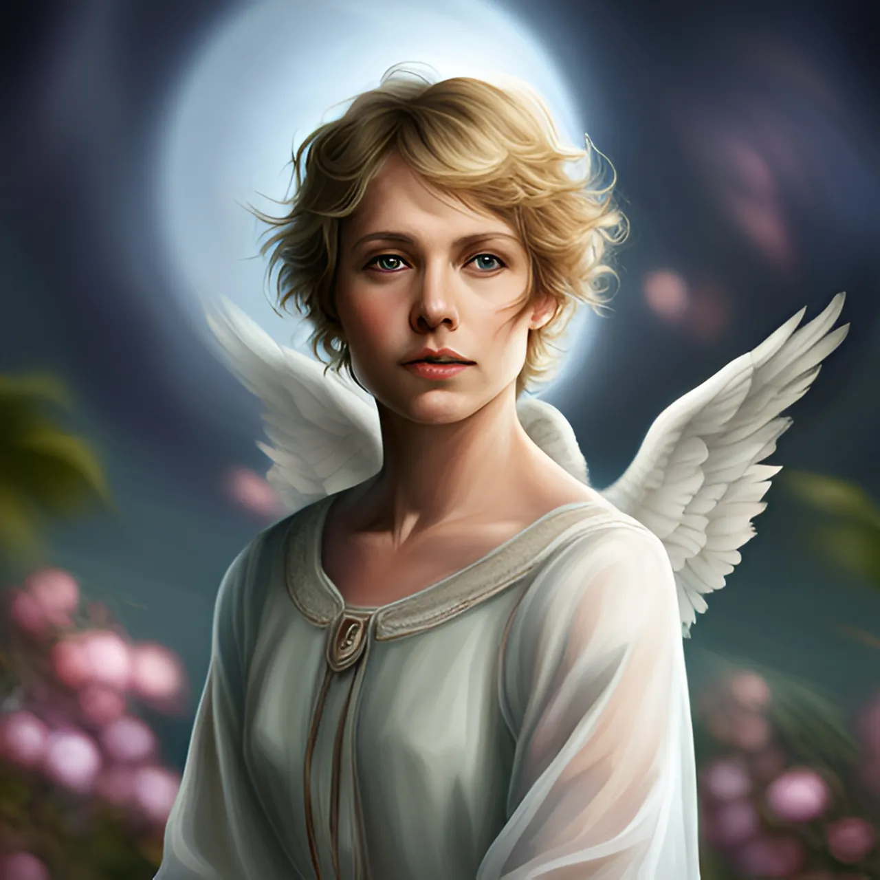 a painting of a woman with angel wings