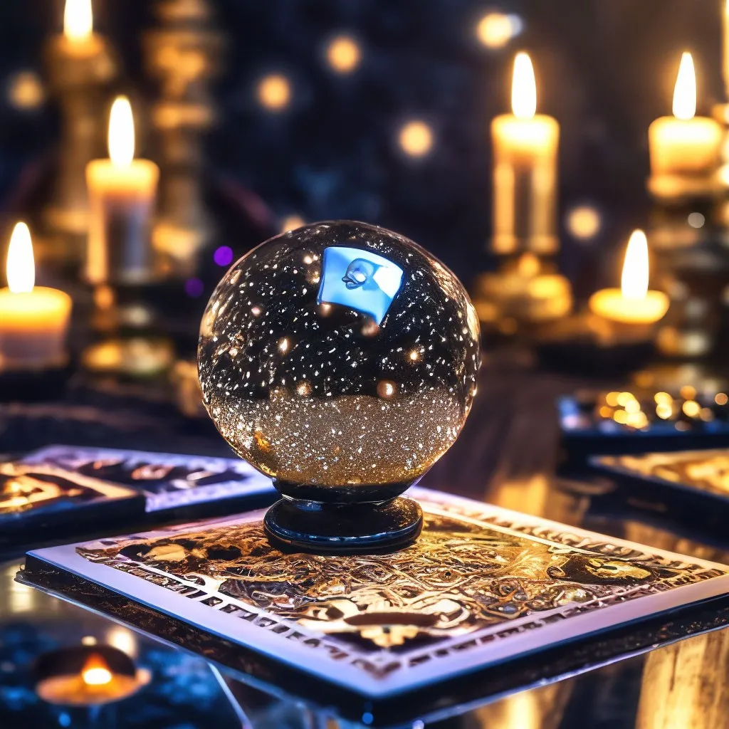 a glass ball with a flag on it sitting on top of a table