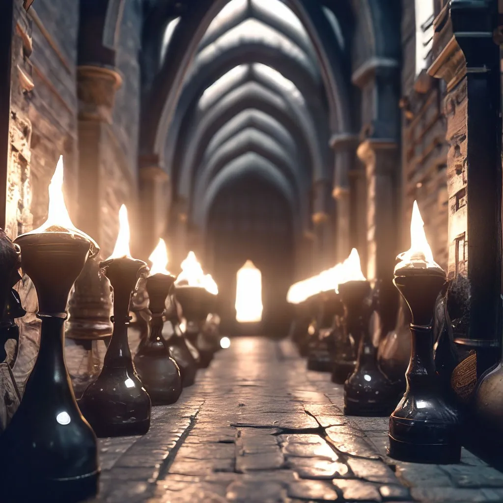 a row of candles sitting on top of a stone floor