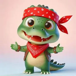 a cartoon alligator wearing a bandana and talking