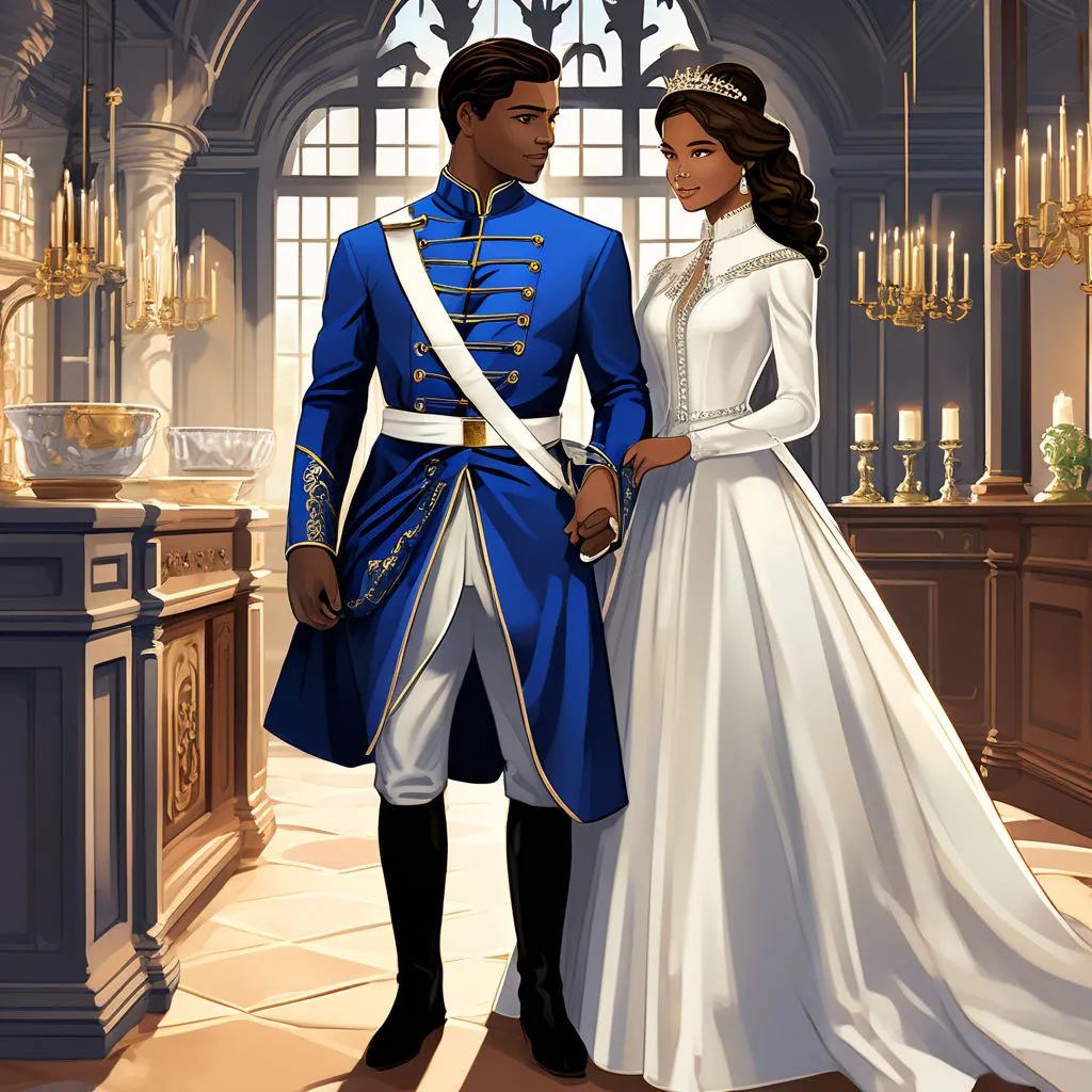 a man and a woman dressed in wedding attire