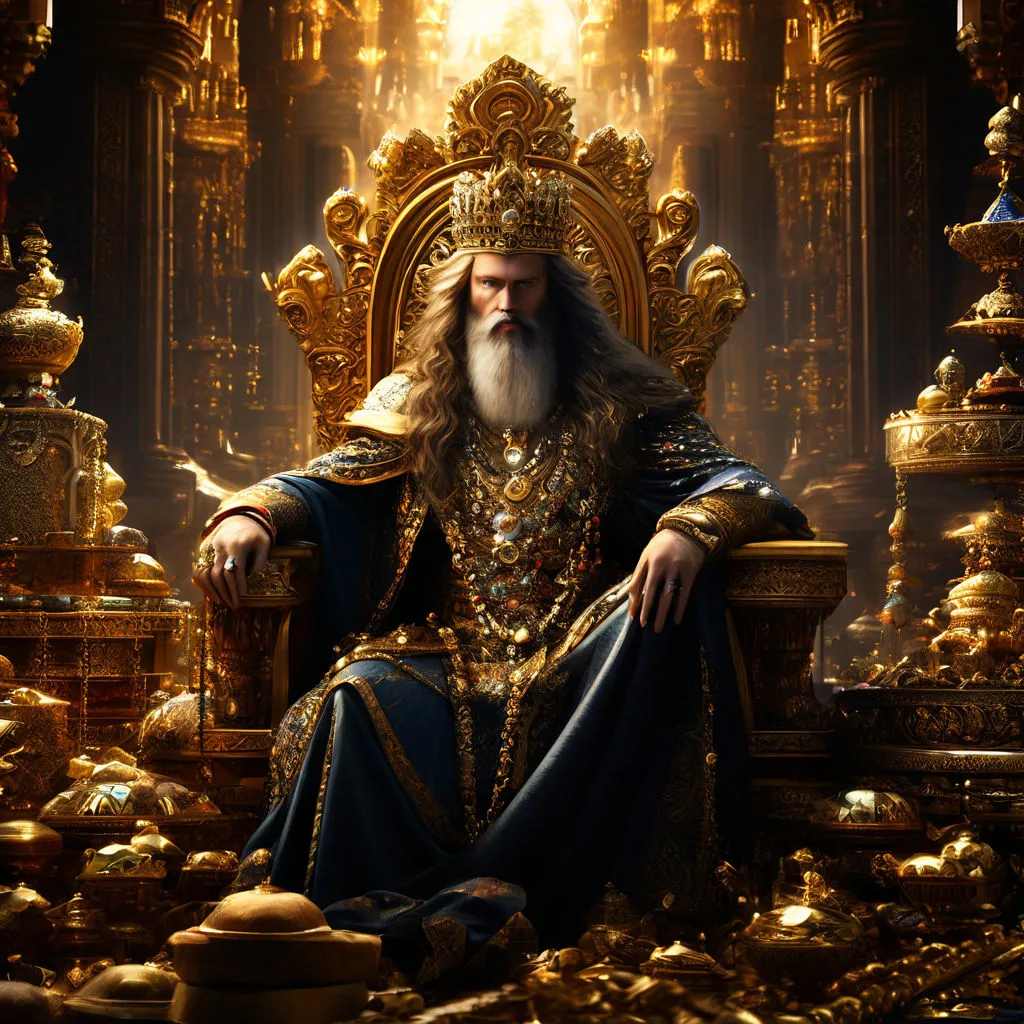 a man sitting on top of a golden throne