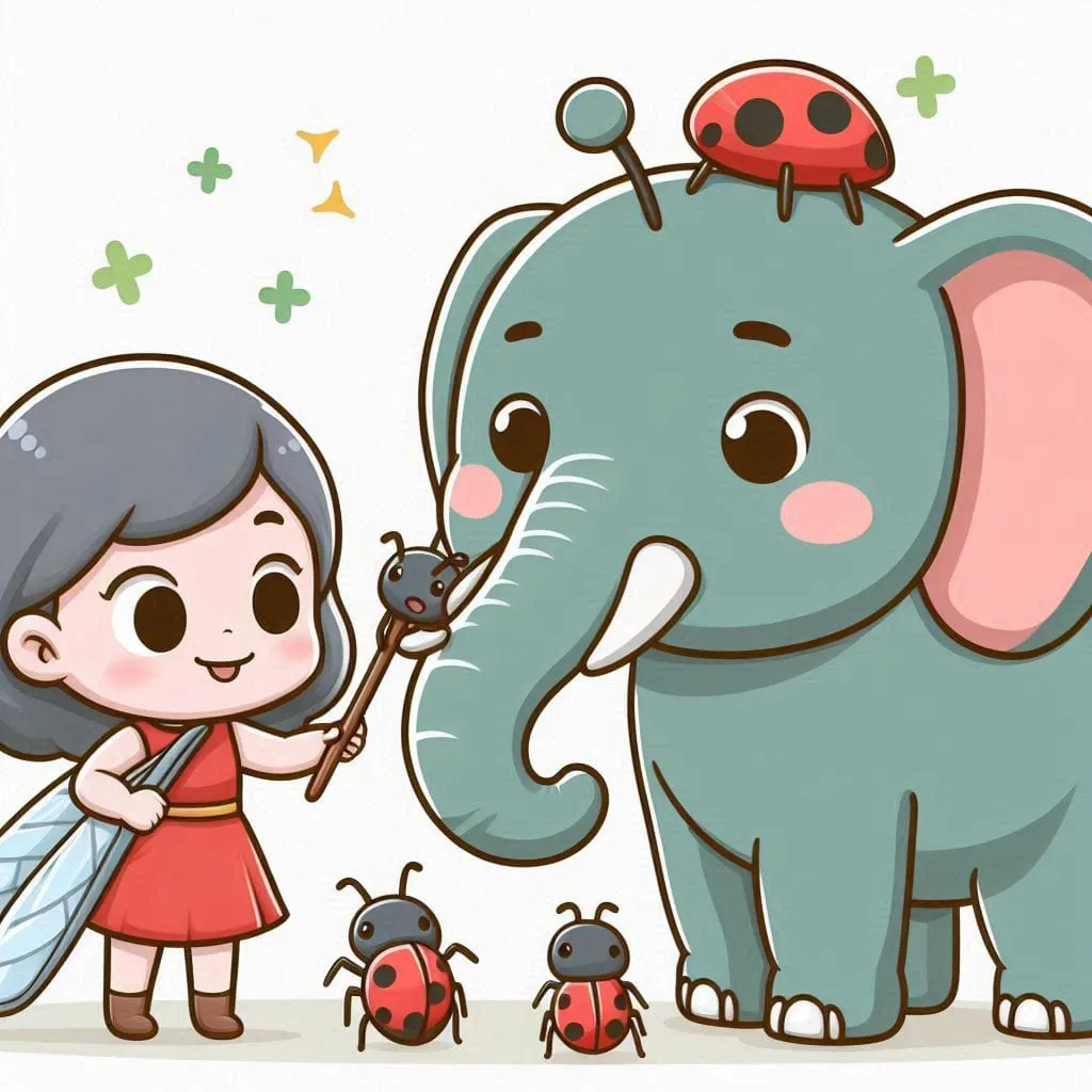 a little girl standing next to an elephant