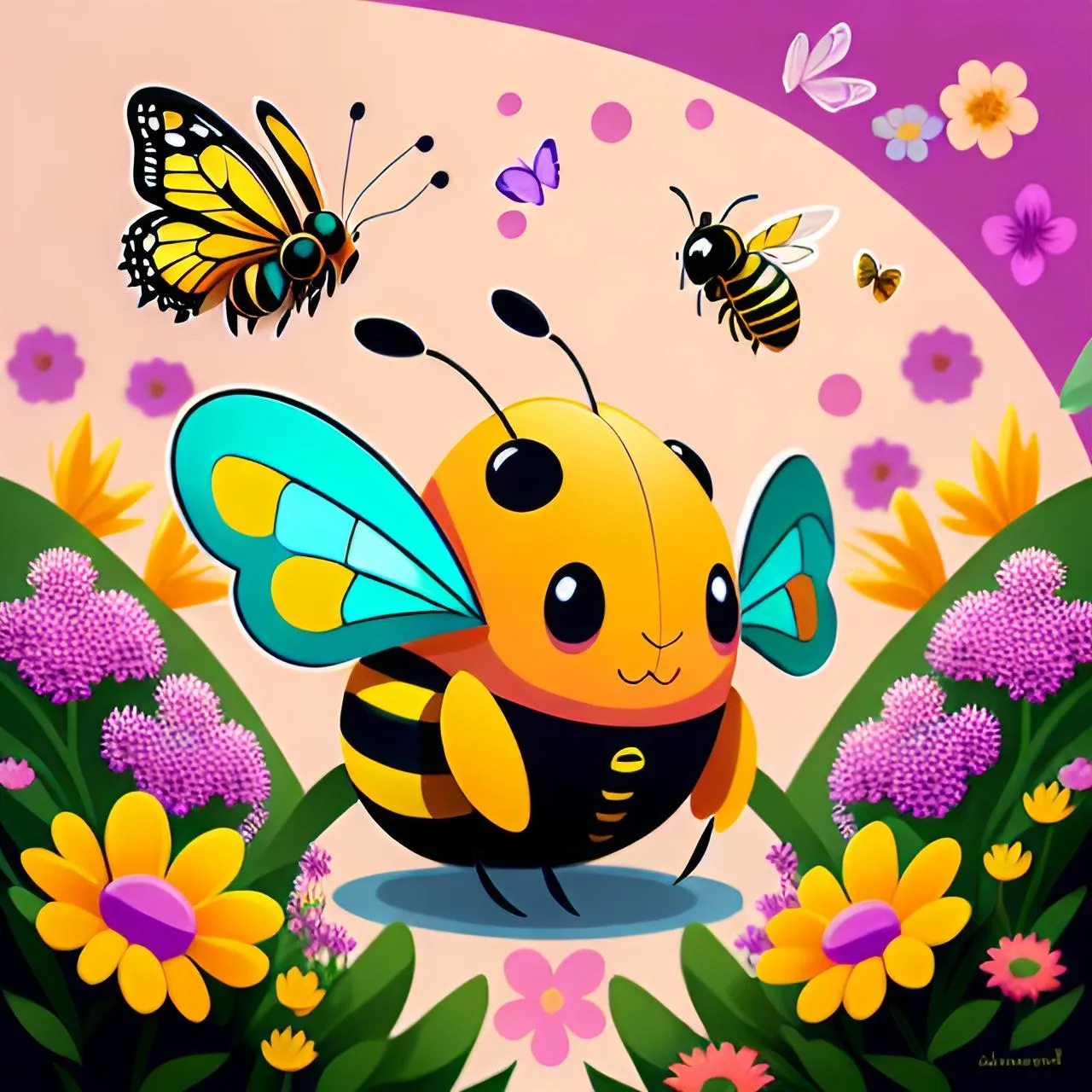 flower, pollinator, plant, nature, insect, arthropod, botany, cartoon, organism, yellow