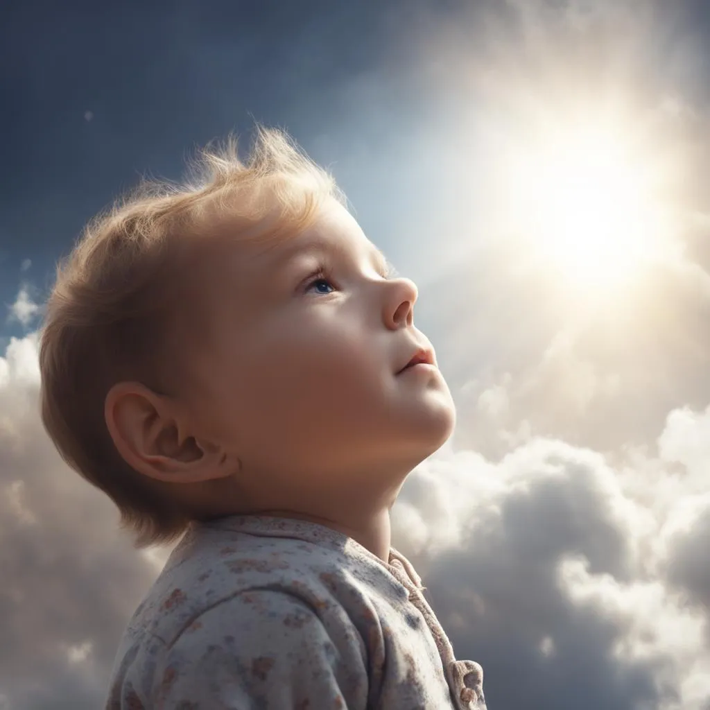 a young child looking up into the sky