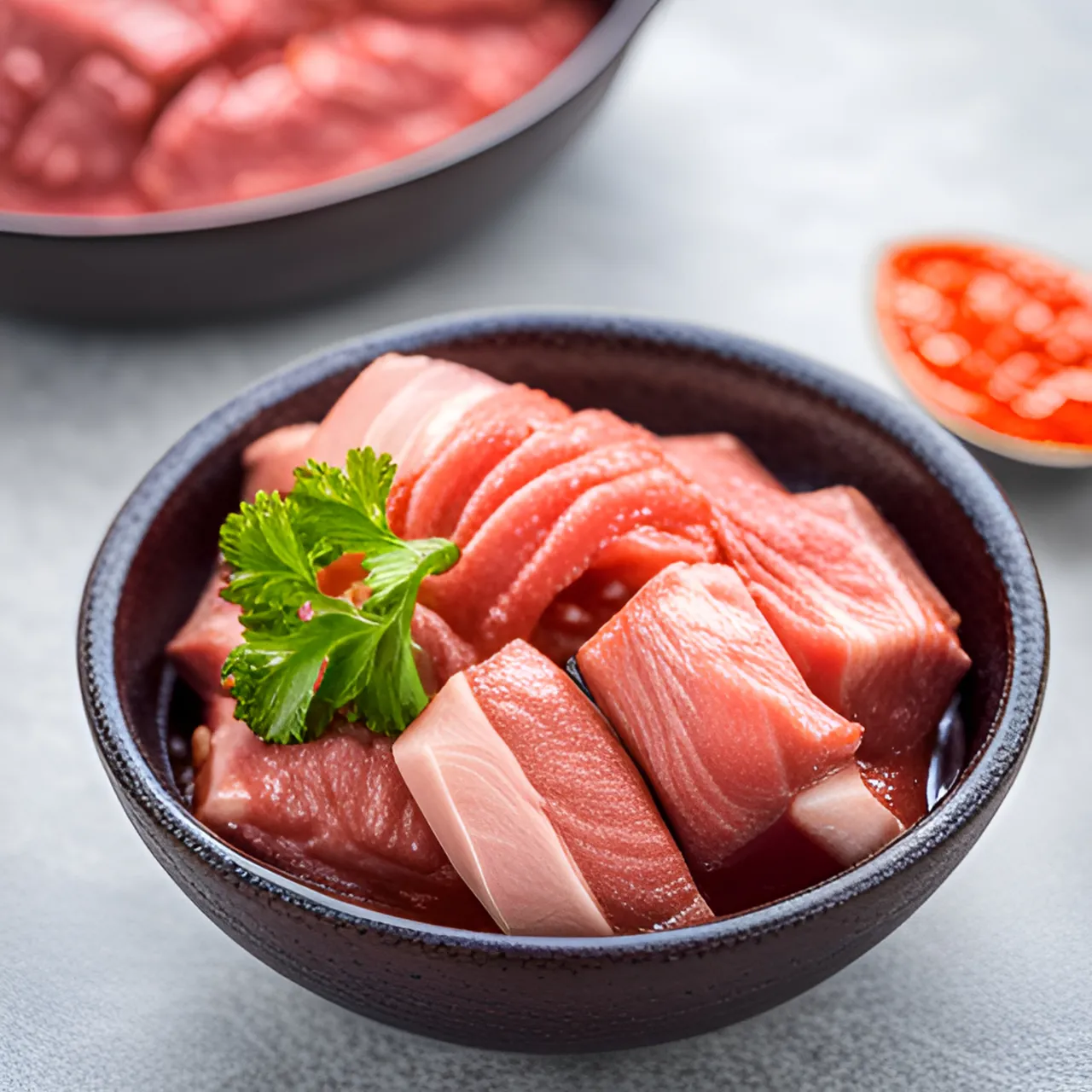 a close up of a bowl of food on a table