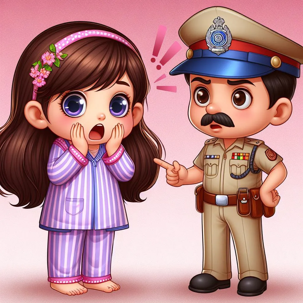 a police man and a girl are talking to each other