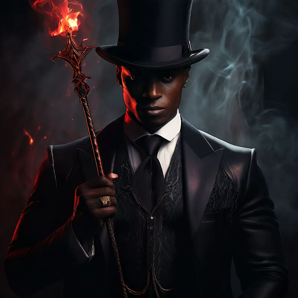 a man in a top hat holding a stick