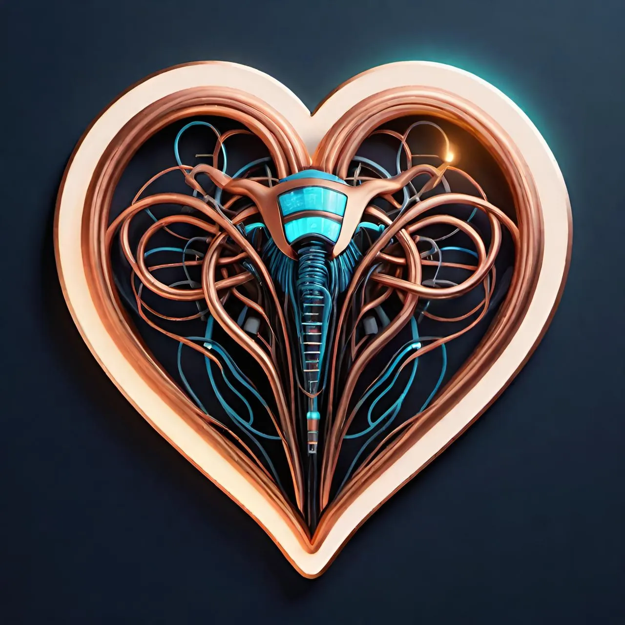 a heart shaped object with a blue light inside of it