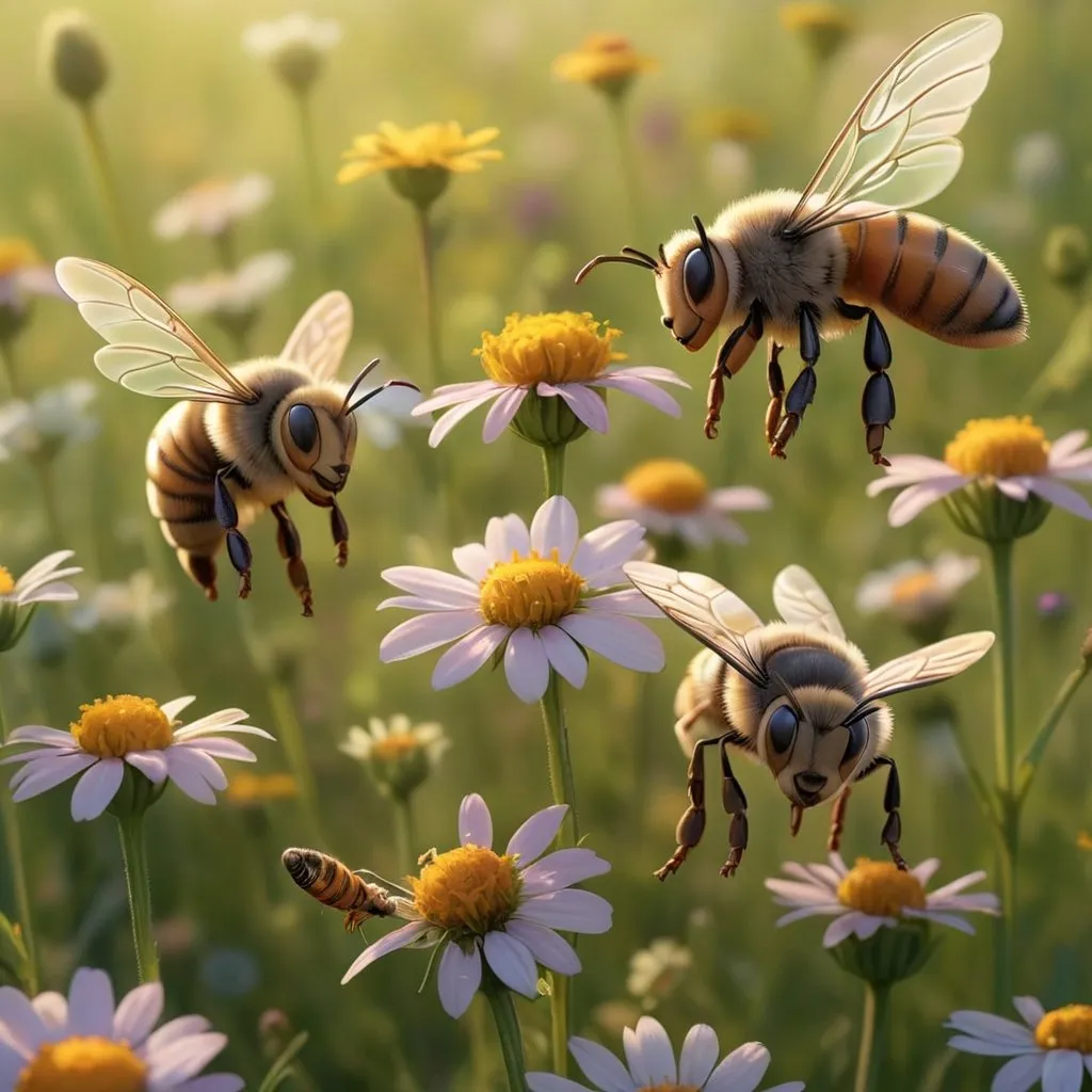 They were a hardworking bunch, buzzing from flower to flower, their tiny wings shimmering in the sunlight. The meadow was their sanctuary, a place where life thrived in the delicate balance of nature.