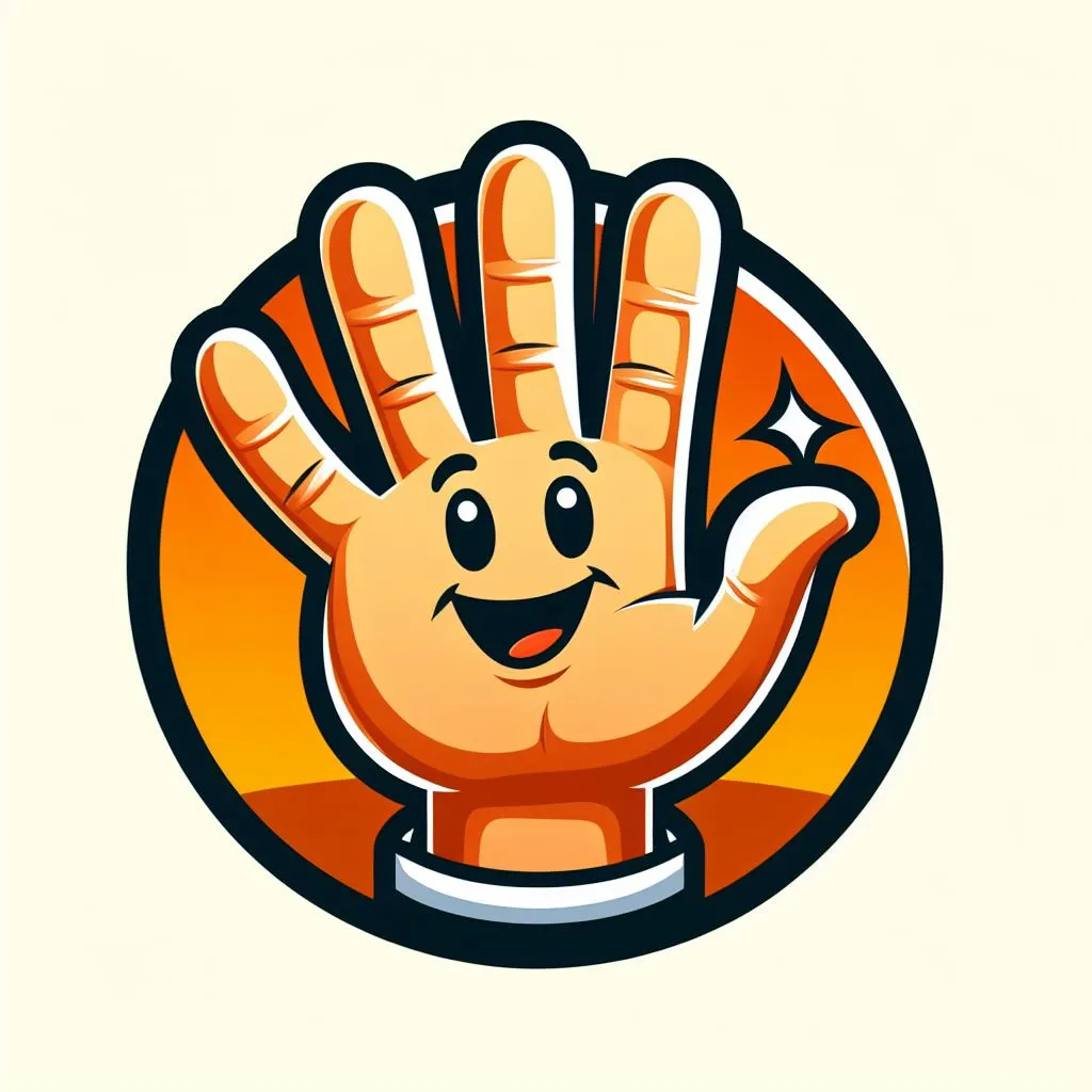 a cartoon hand with a smile on it