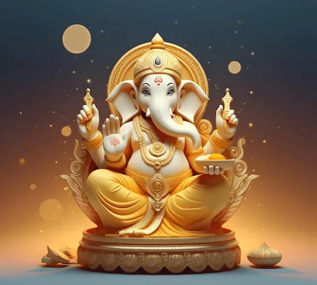 elephant god with a golden background 