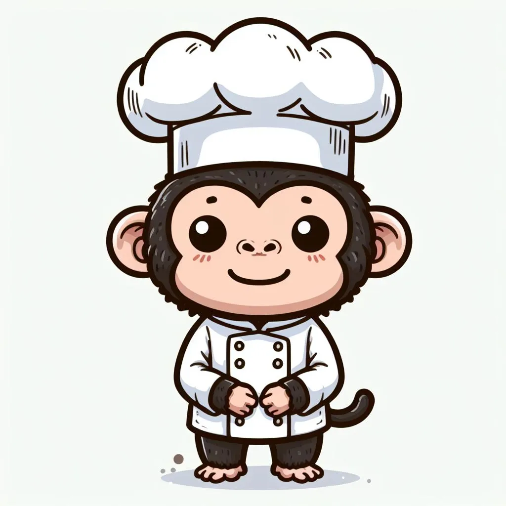 a cartoon monkey wearing a chef hat