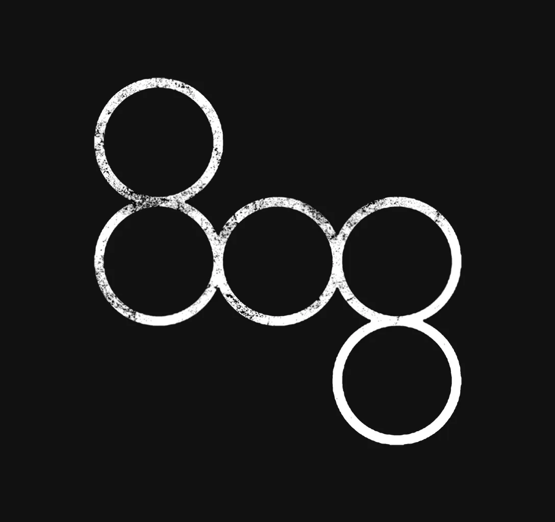 a black and white photo of three circles