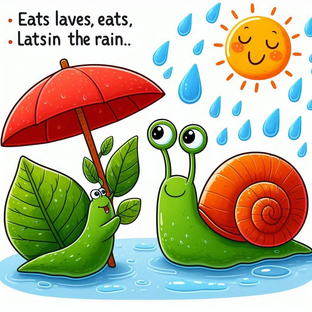 a couple of snails that are under an umbrella