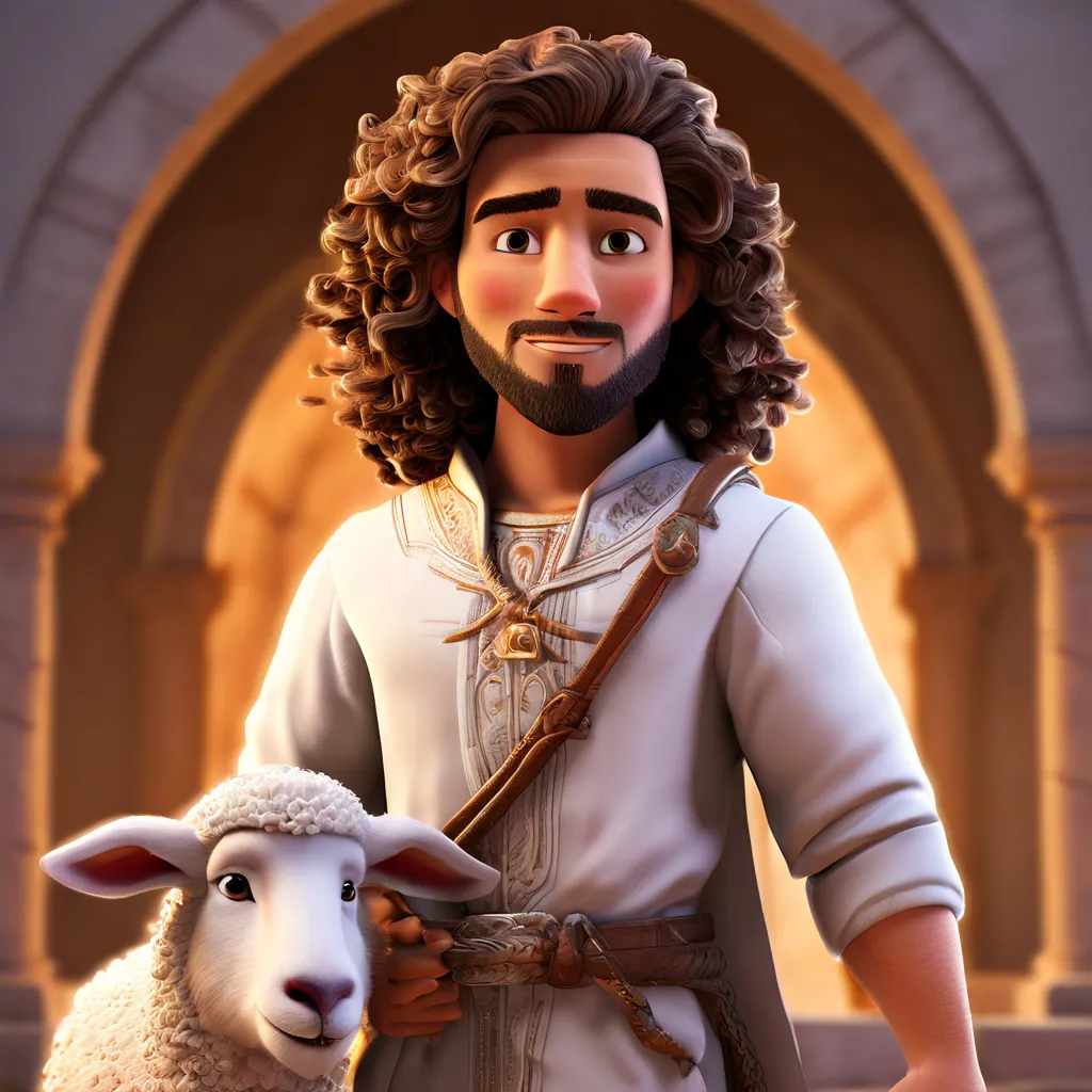 a cartoon of a man with a sheep