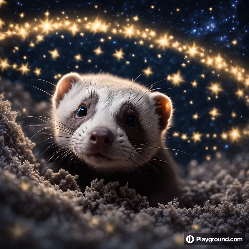 a ferret looking out of a hole in the sand