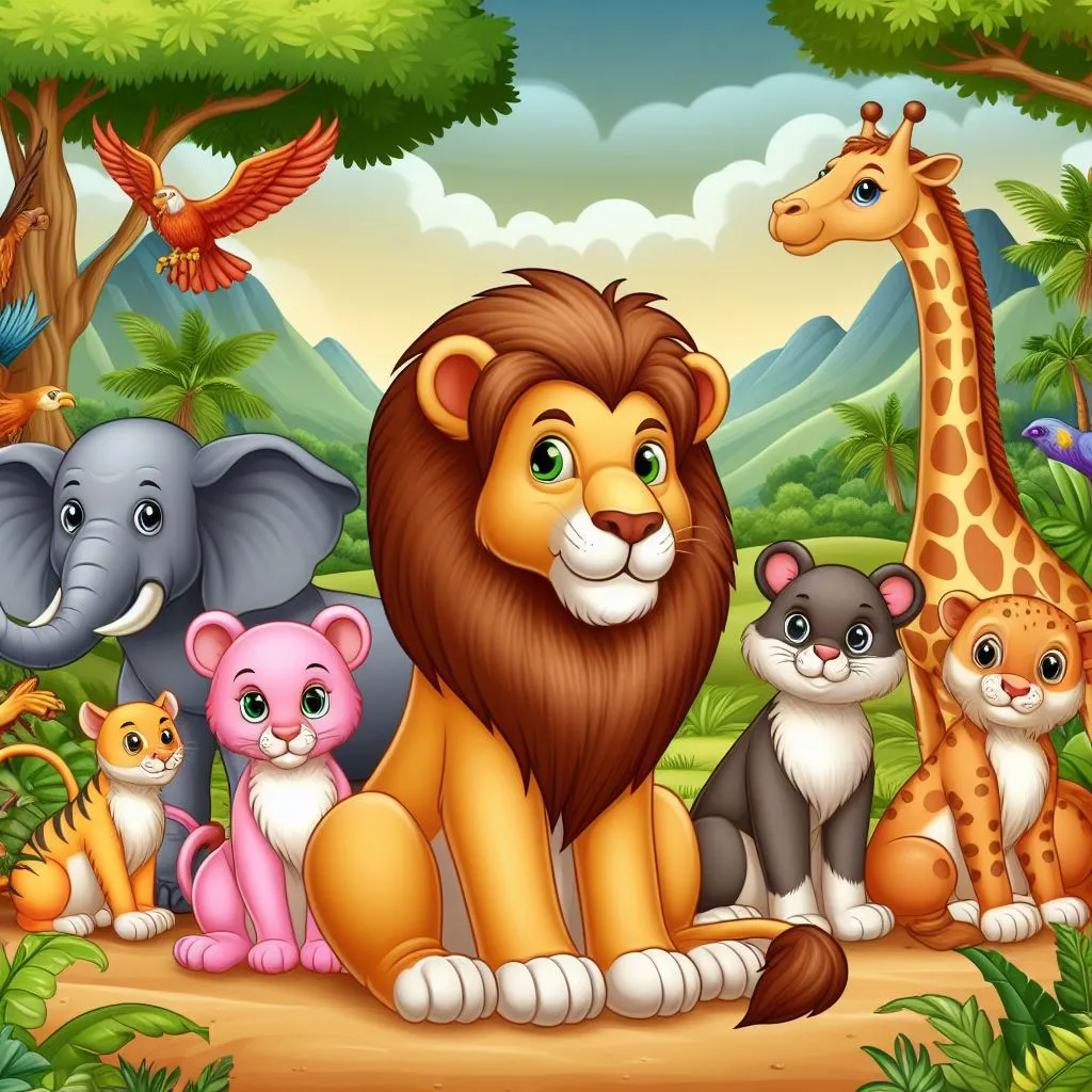 a group of wild animals in the jungle