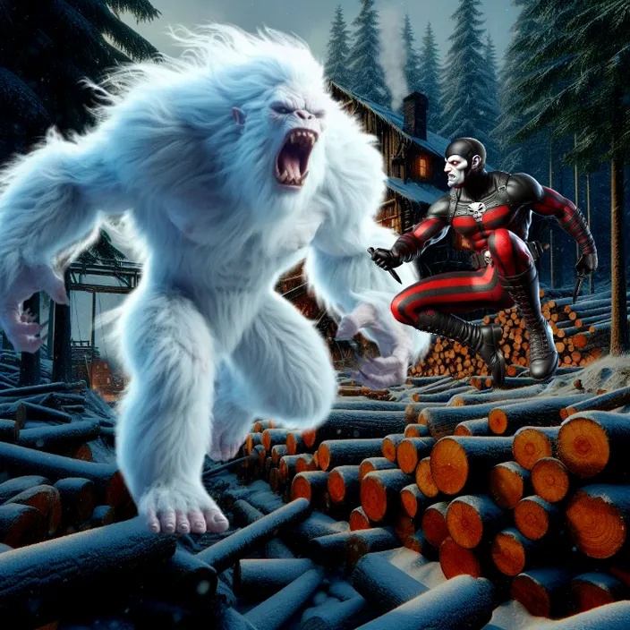 a big furry white Wendigo Attack a costumed hero   