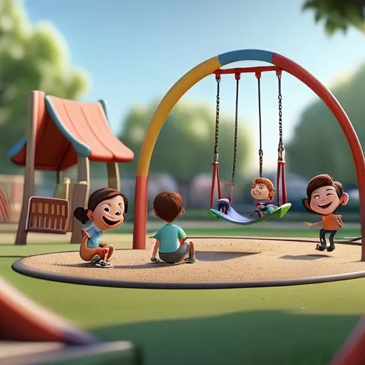 a group of children playing in a playground