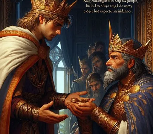 a man in a crown is touching another man's hand