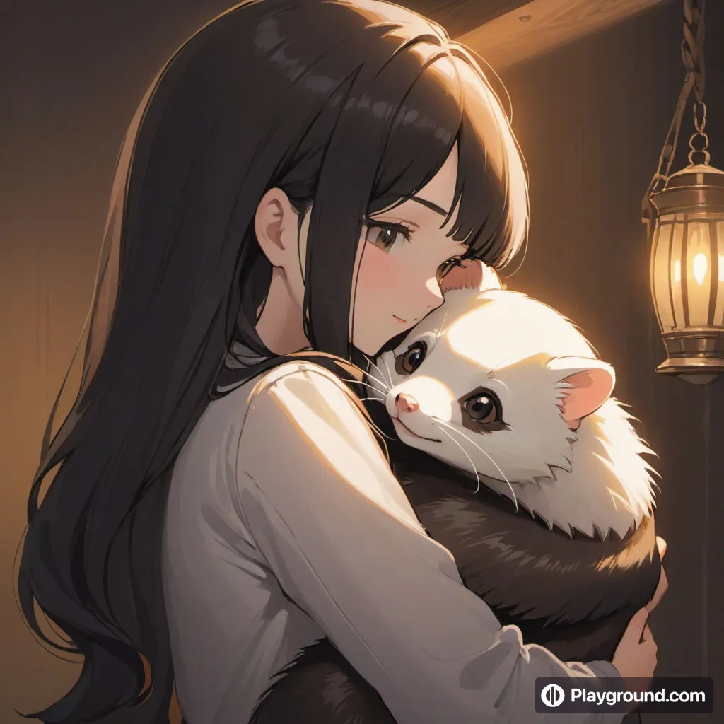 a woman holding a ferret in her arms