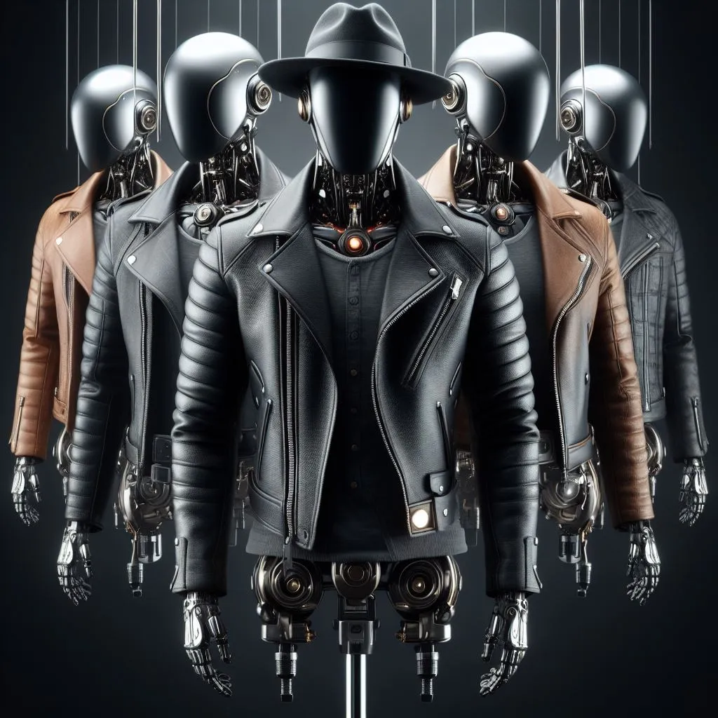 a group of mannequins dressed in leather jackets