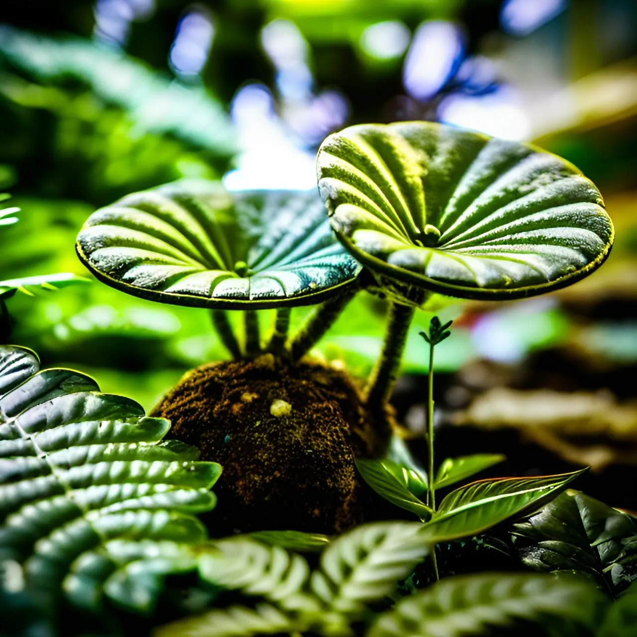 a close up of a group of plants with leaves