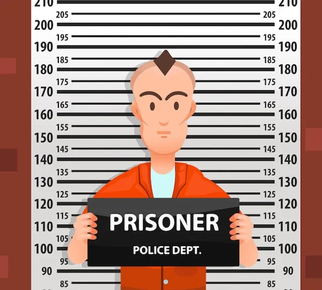 a man holding a sign that says prisoner police dept Only take the image as a reference for the background, the rest do not 