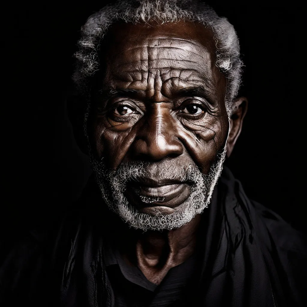 a man with a black shirt and a white beard