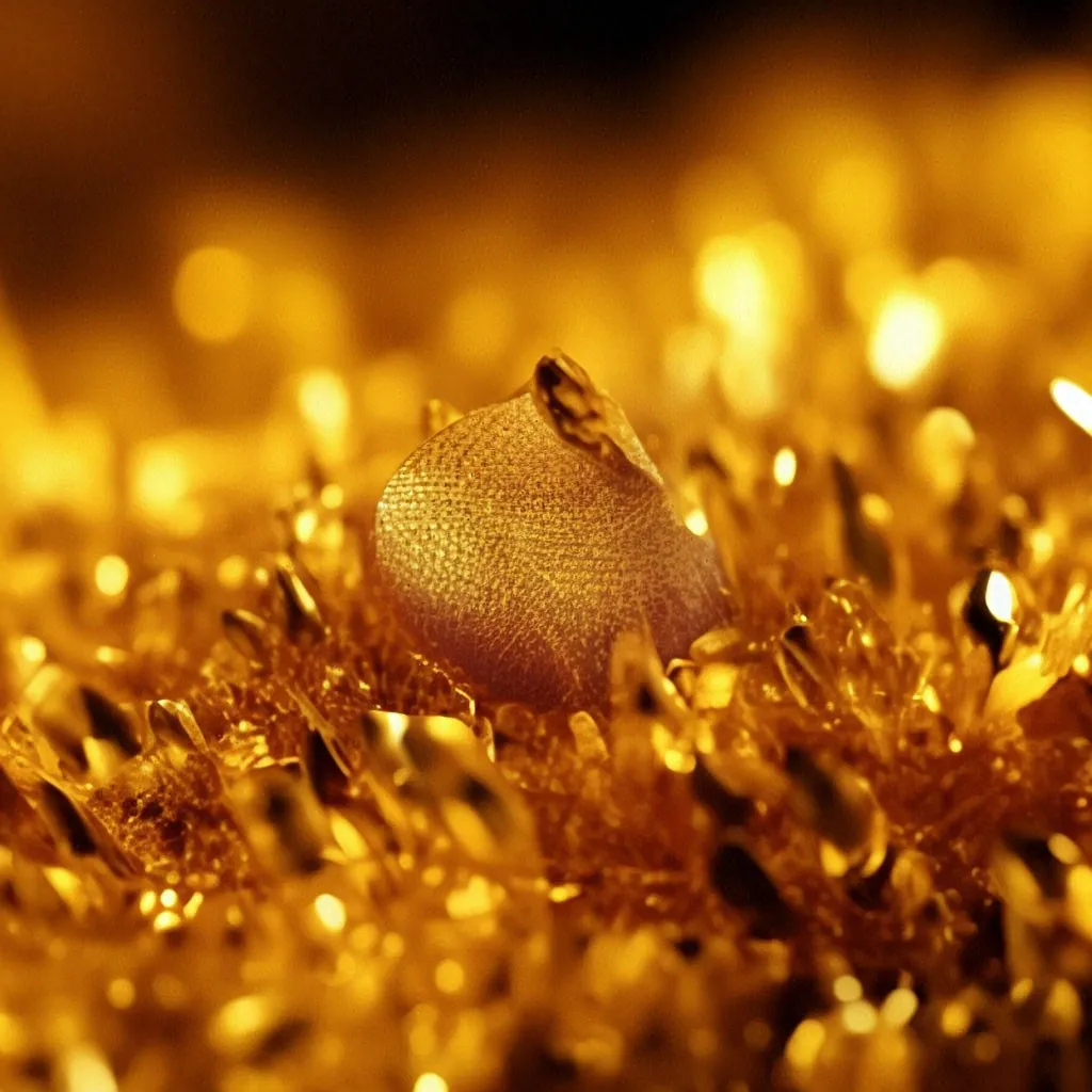 a close up of a gold colored object