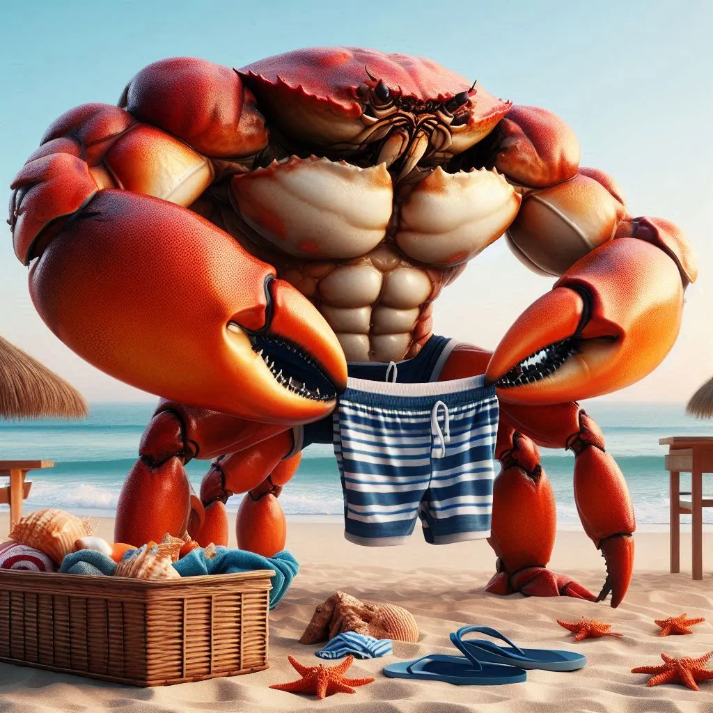 a large crab is standing on the beach