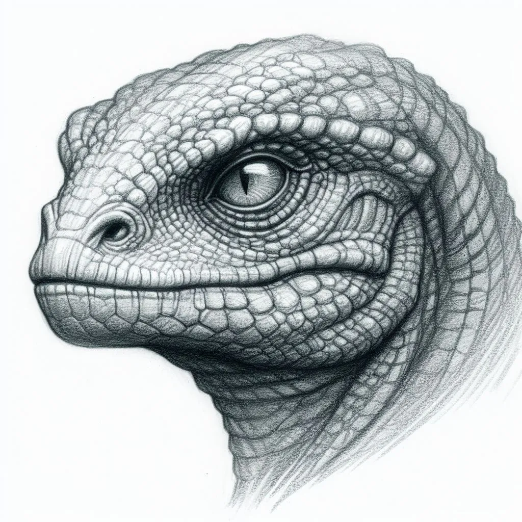 a drawing of a lizard's head