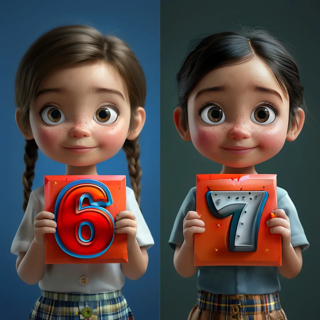 a girl holding a sign with the number six on it