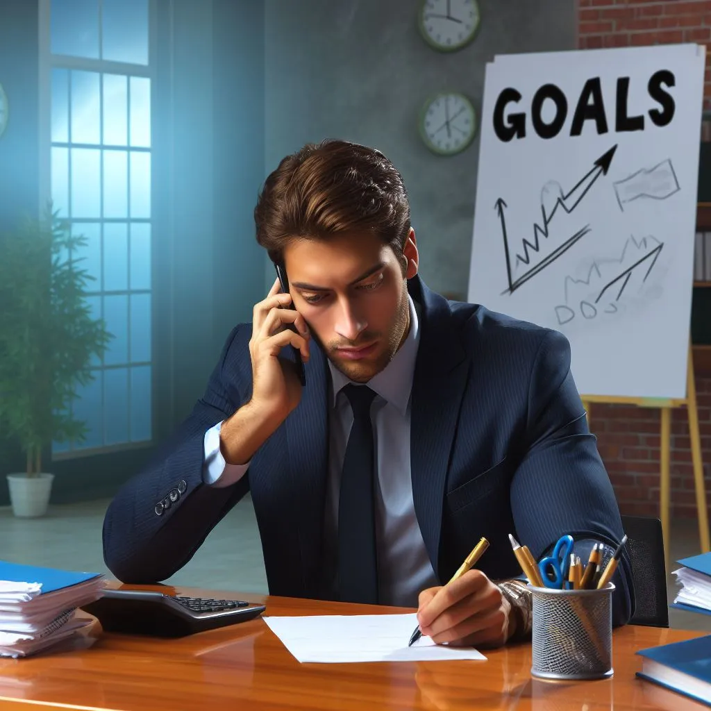 image of the protagonist man writing his goals on a sheet of paper