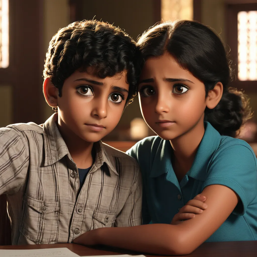 a boy and a girl are sitting at a table