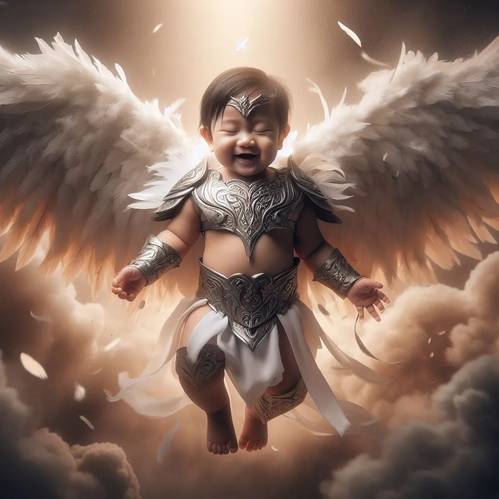 a baby dressed as an angel with wings