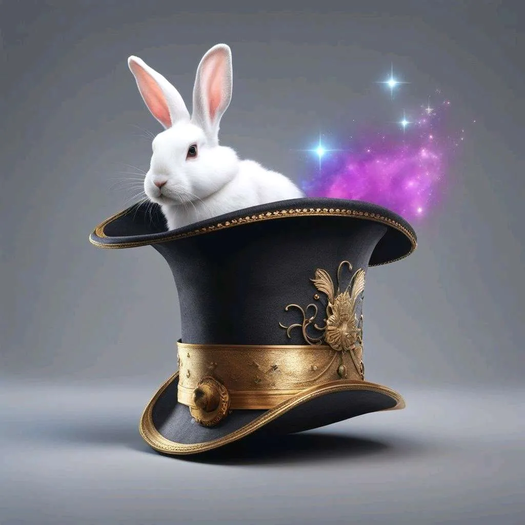 The Rabbit jump out the Hat and start to dance., advertising style