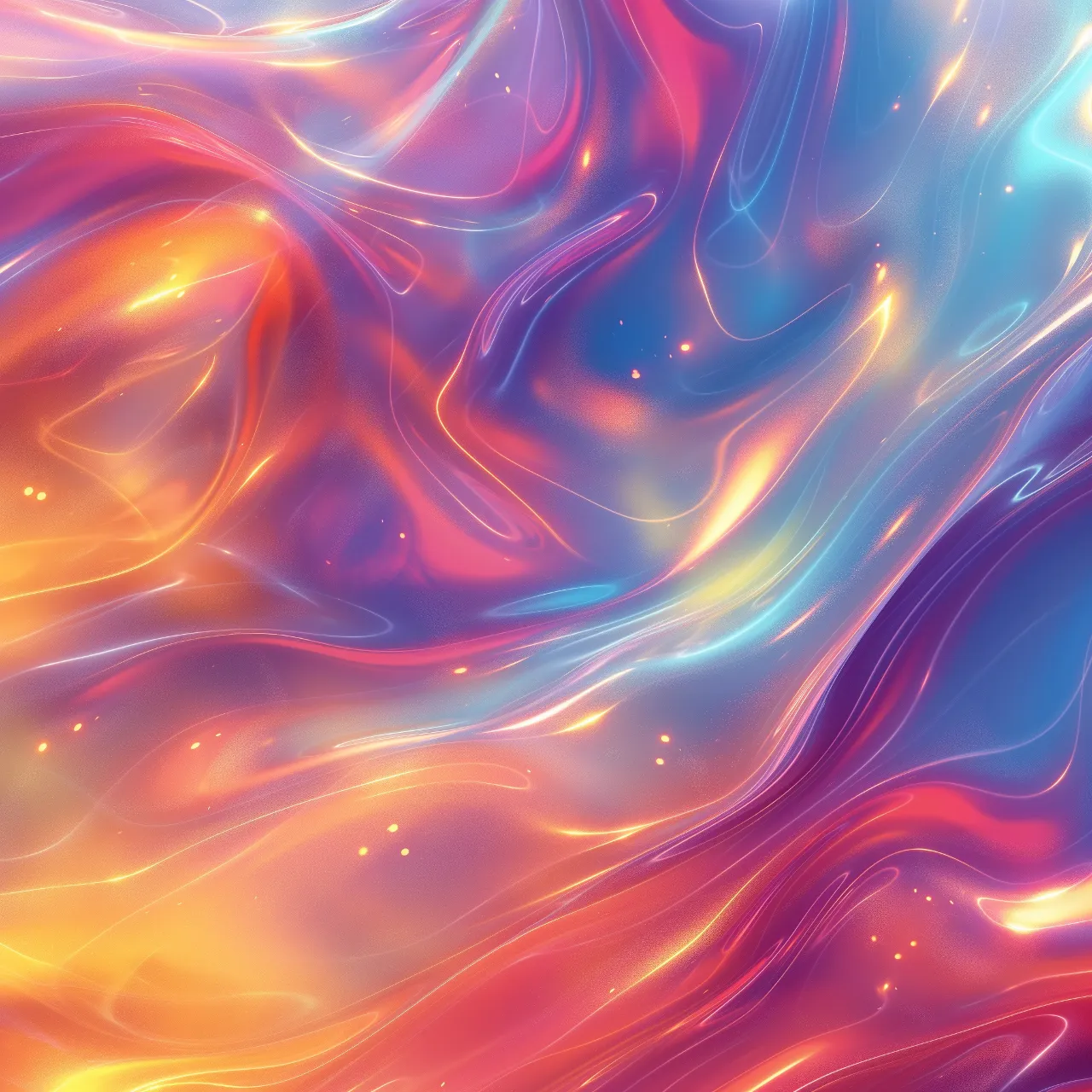 an abstract painting of a blue, orange and pink swirl