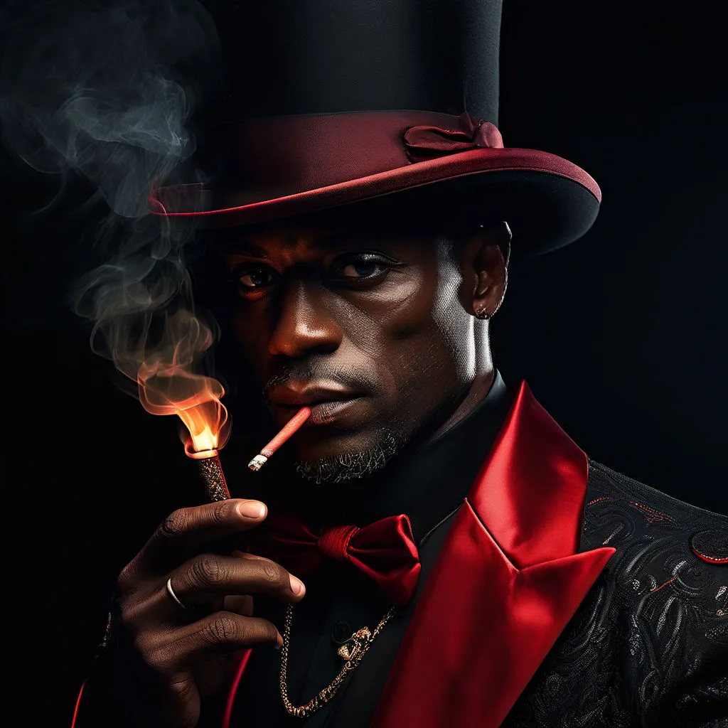 a man in a top hat smoking a cigarette